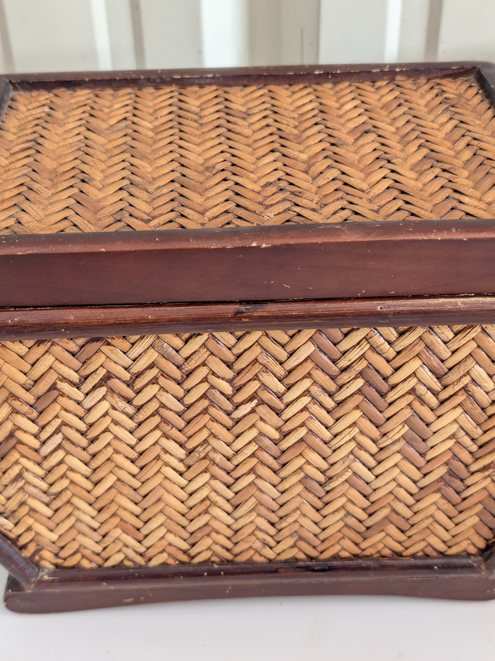 Vintage Woven Rattan Box - Brown